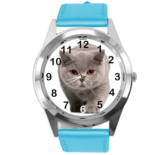 Orologio rotondo pelle blu - pelle,