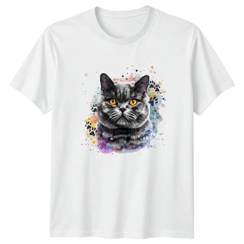Shirt ritratto gatto grigio - t-shirt,